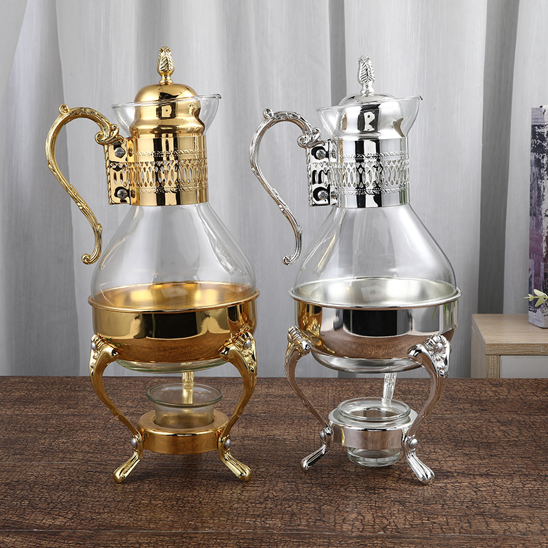 European-style heatable glass coffee pot home fruit teapot flagon luxury coffee shop dish Coffee accessories
