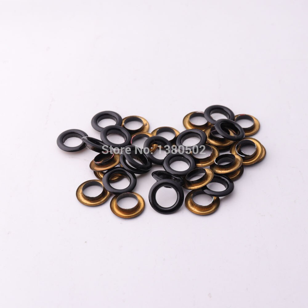 100 stks/partij zwart 11*7*2mm metalen kledingstuk Oogjes ronde vorm Innerlijke 7mm Schoenen tas oogjes