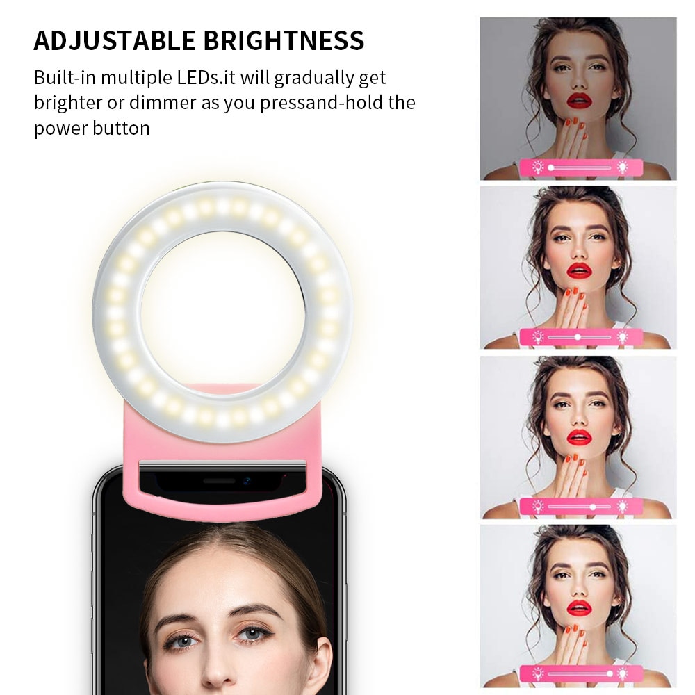 Ring-Light Led-Selfie-Lamp USB Charge Led Selfie Ring Light Mobile Phone Lens LED Selfie Lamp Ring Flash for Phone Selfie Light