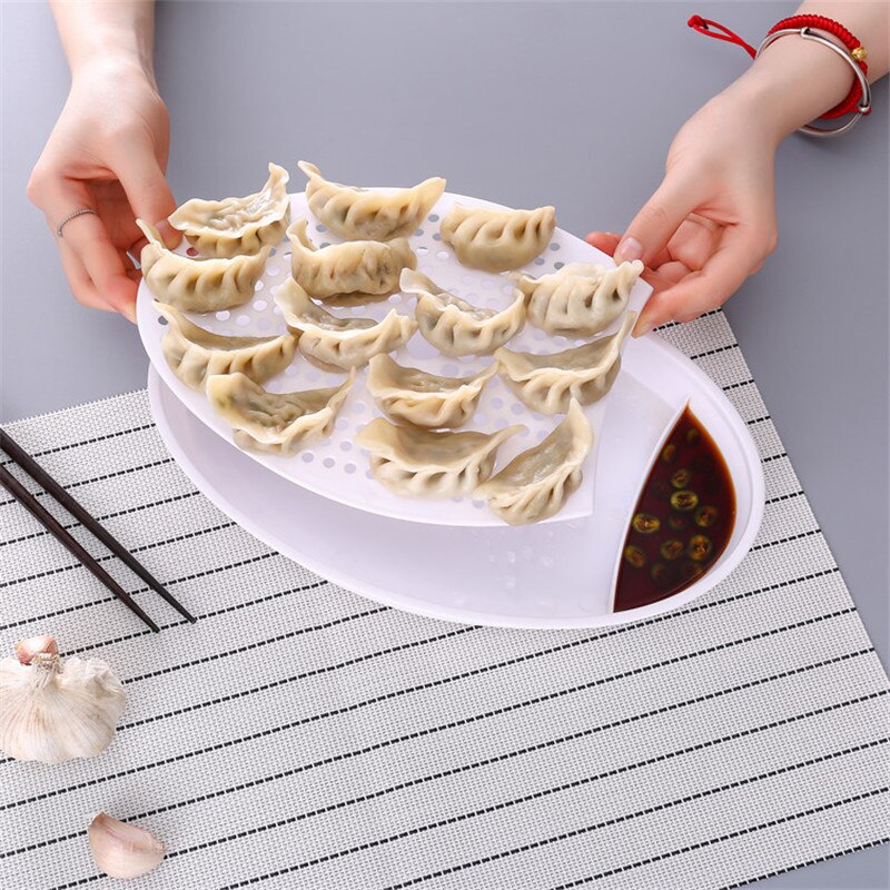 Kitchenace 1pc plast kjøkken dreneringsplate til dumplings kinesisk dumpling jiaozi retter praktisk dumpling container gagets