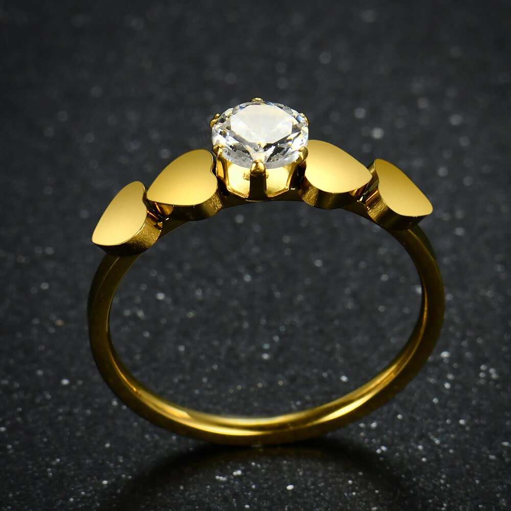 Le donne di Fidanzamento Ragazze Anelli Anelli di Moda in acciaio Inox Anelli Mujer Elegante di Cerimonia Nuziale Del Cuore jewerly Anelli con chiaro CZ Zircone