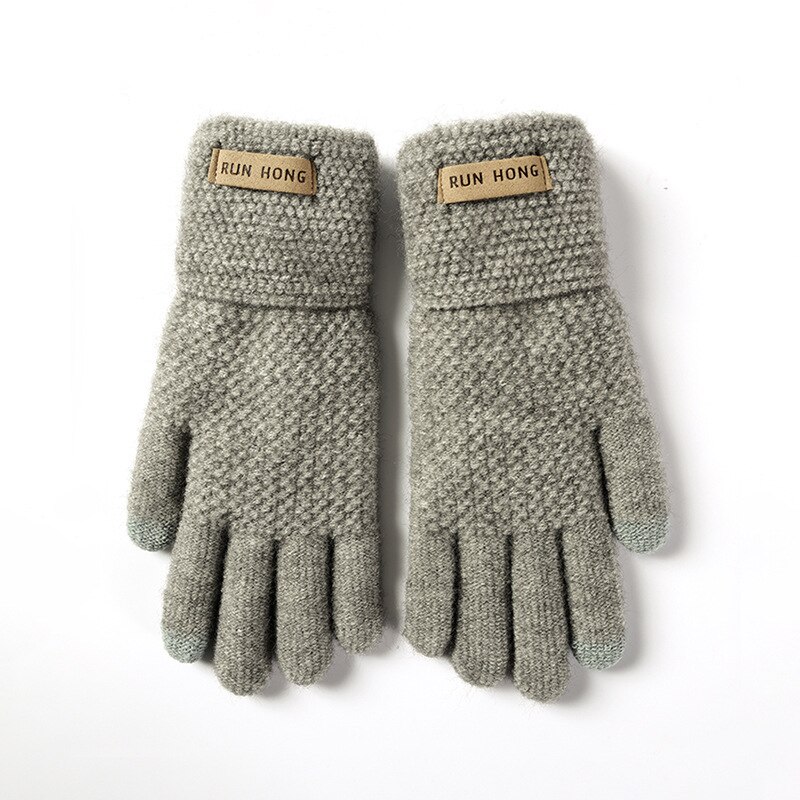 Men's and Women's Winter Woolen Gloves Thickened and Velvet Knitted Wool Warmth Riding Men's and Women's Touch Screen Glove: A341-5