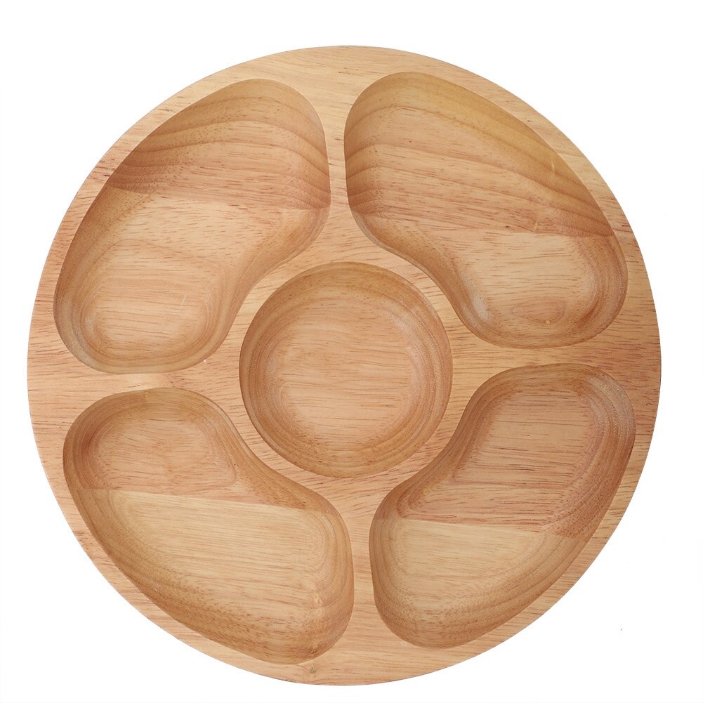 Plato redondo de madera topinn, plato dividido para comida, plato de postre, bandeja de vajilla: 25cm