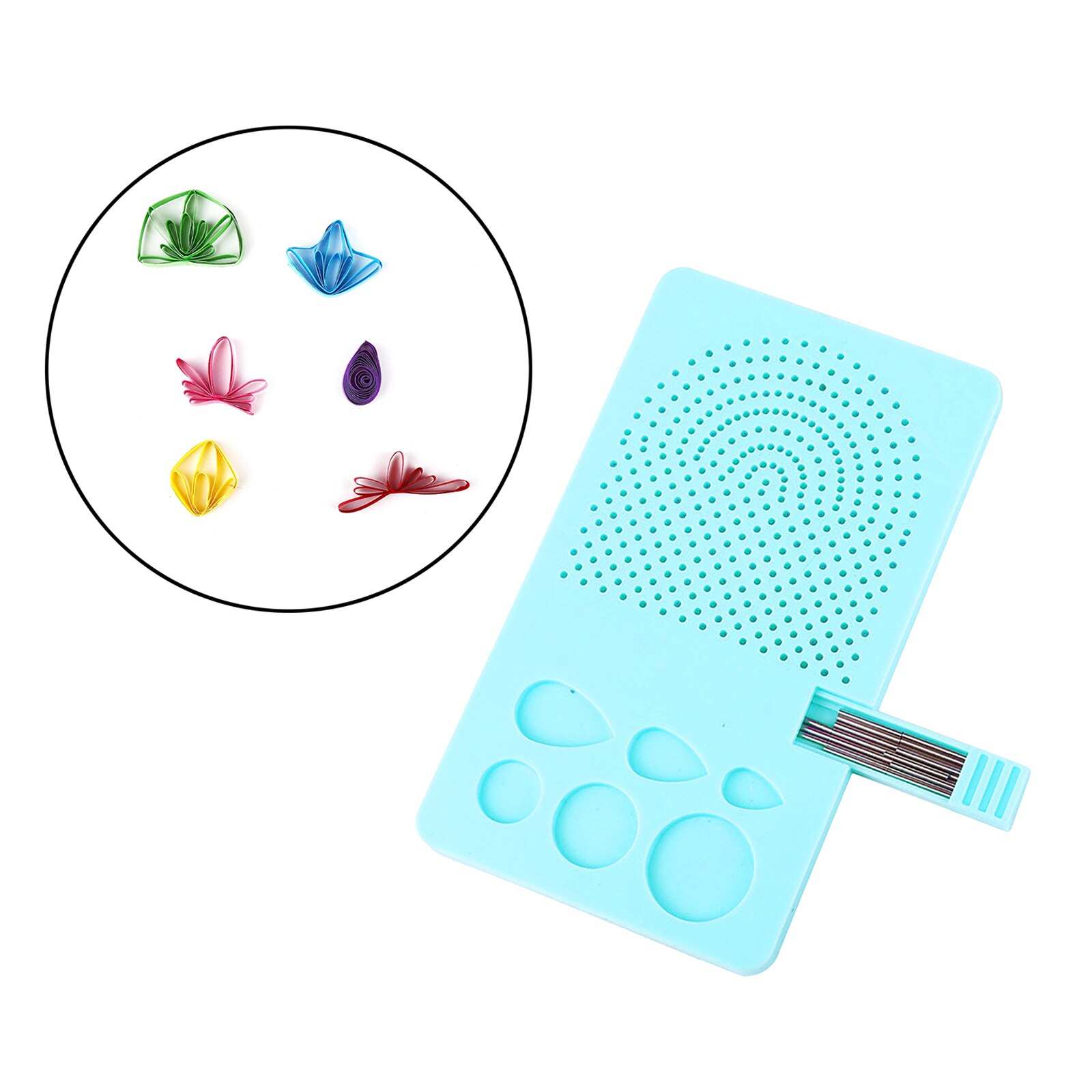 Portable Paper Quilling Board Pins Papercraft Grid Guide Boards Winder DIY: Blue