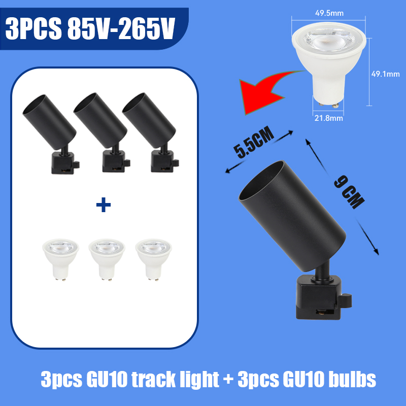 Full Sets Led Track Lights GU10 Ceiling Spot Led Rail Lighting for Living Room Decor 110V 220V Spotlight Wall Track Light Fixtur