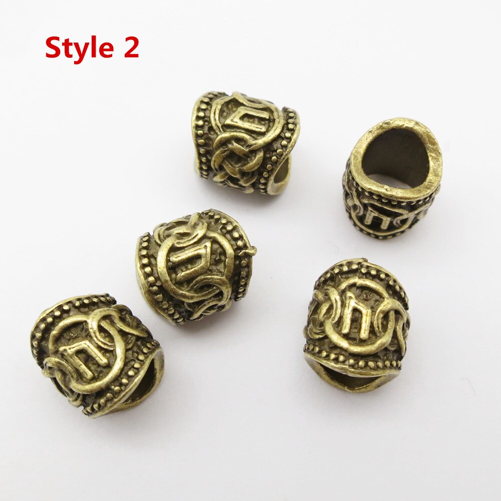 24Pcs/5Pcs Brons Viking Rune Haar Vlecht Dread Dreadlock Baard Kralen Ringen Buizen Voor Mannen Vrouwen Haar accessoires