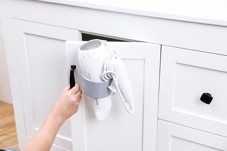 Badkamer föhn standaard organizer plank opbergruimte föhn rek houder deurhaak ring plastic badkamer opbergruimte