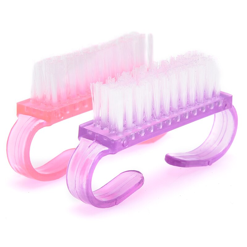 Ferramentas de escova de limpeza de unhas de plástico arquivo unha arte cuidados manicure pedicure macio remover a poeira pequeno ângulo limpo para maquiagem de unhas