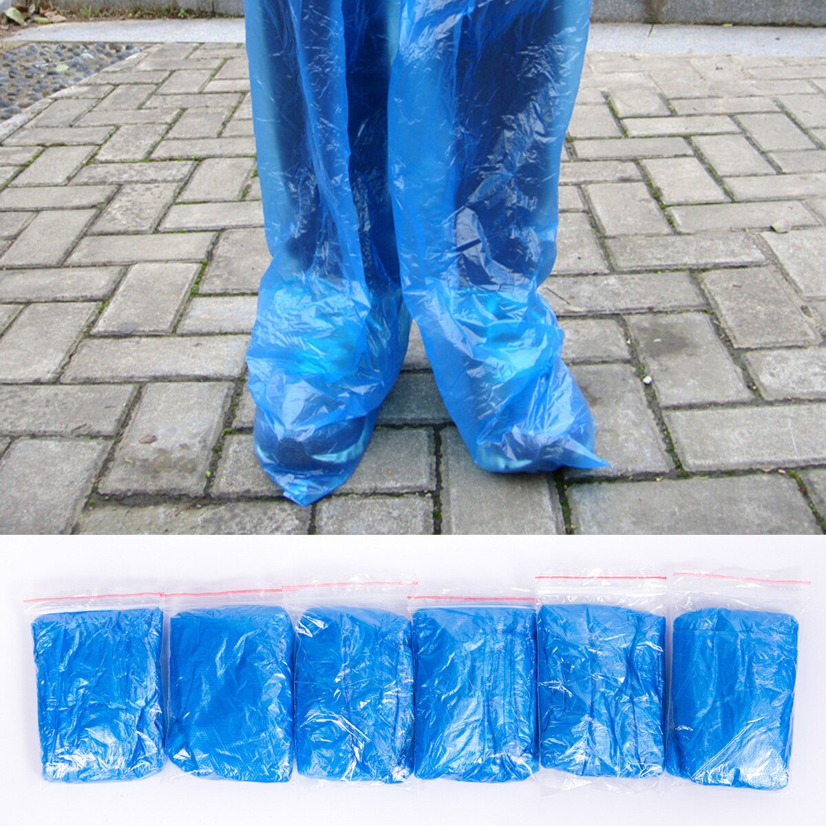 1 Pair Disposable Shoe Covers PE Waterproof Overshoes Rainproof Long Tube Protective Shoe Covers