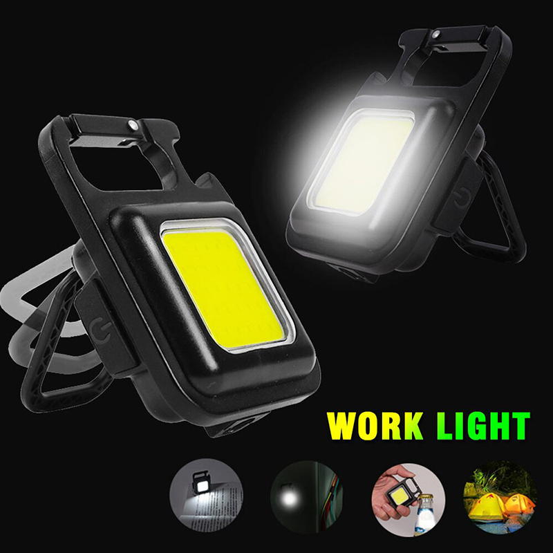 Mini LED Taschenlampe Schlüsselbund Multifunktionale Tragbare COB Camping Lampen USB Lade Arbeit Lichter Outdoor Tasche Lampe Mit Magnet