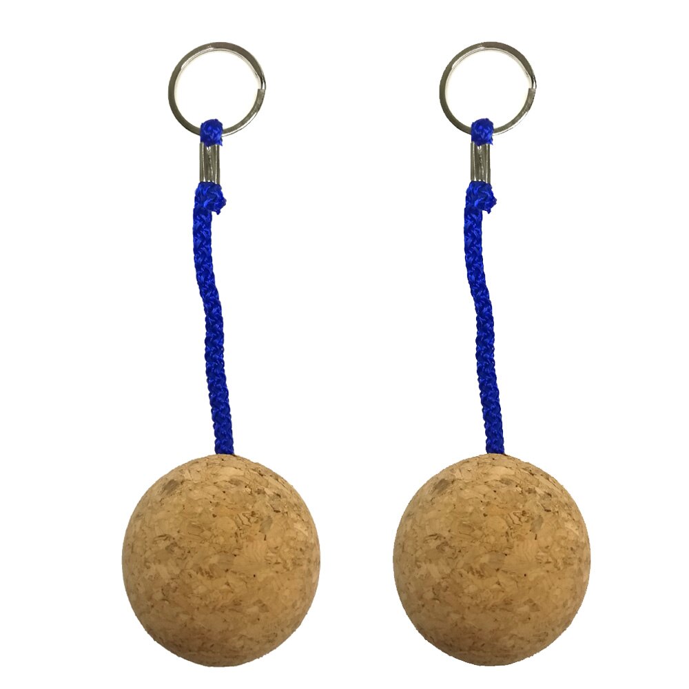 3.5Cm 5Cm Drijvende Kurk Bal Sleutelhanger Sleutelhanger Sleutelhanger Key Ring Voor Marine Zeilboot Kano Kajak Duiken zwemmen: 5cm Blue 2PC