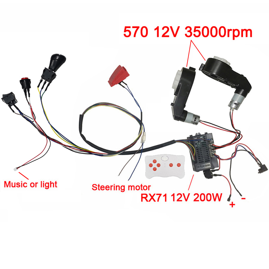 Coche eléctrico para niños, accesorios DIY, cables y caja de cambios, coche de juguete hecho a sí mismo, juego completo de piezas para coche eléctrico, paseo para niños: Blanco