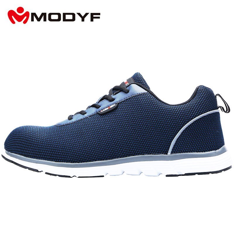 MODYF de trabajo de los hombres zapatos de seguridad zapatos puntera de acero ligero transpirable construcción calzado de protección Anti-smashing zapatos: Blue / 40