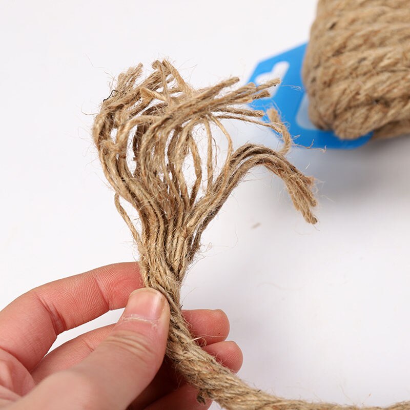 Cuerda de Yute Natural de 1mm, 3mm, 4mm, 5mm, 6mm, 8mm y 10mm, cordón de macramé para decoración del hogar, decoración para de rascado de mascotas, manualidades DIY
