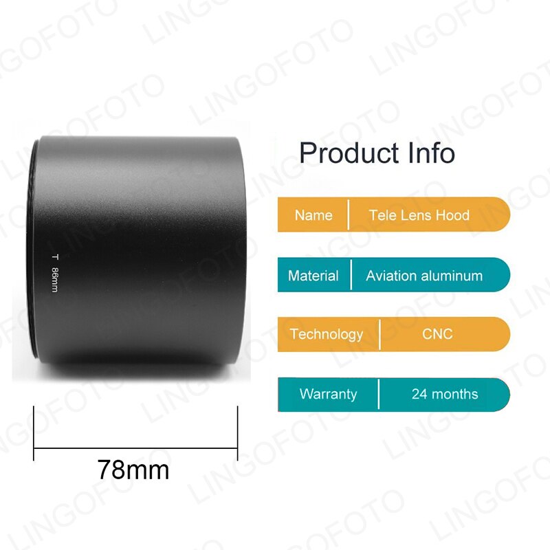 49 ~ 82 Mm X 78 Mm Lengte Tele Metalen Zonnekap Met Filter Schroefdraad Kappen LC4480