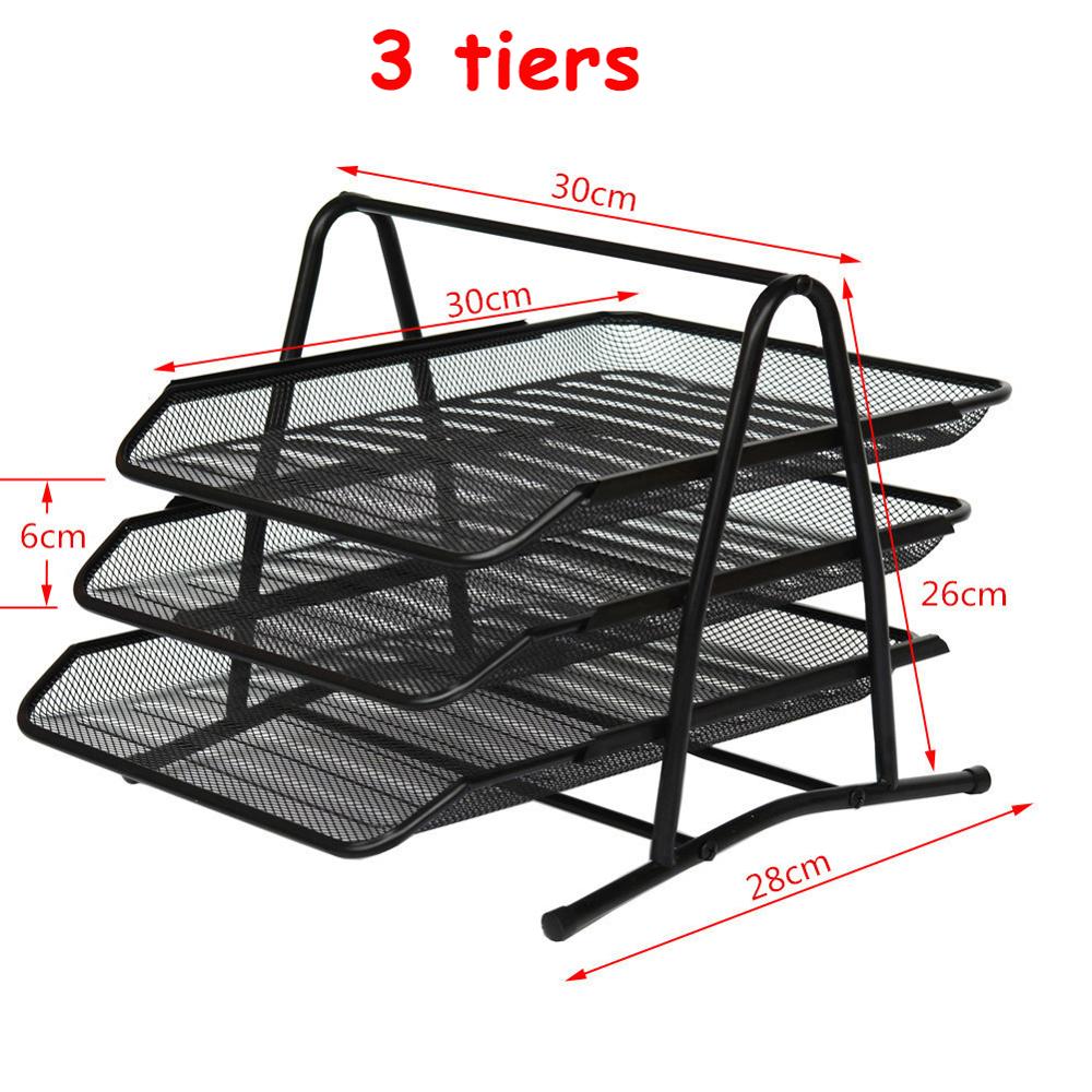 Office A4 Paper Organizer Document File Letter Book Pen Brochure Filling Tray Rack Shelf Carrier Metal Wire Mesh Storage Holder: 3 tiers