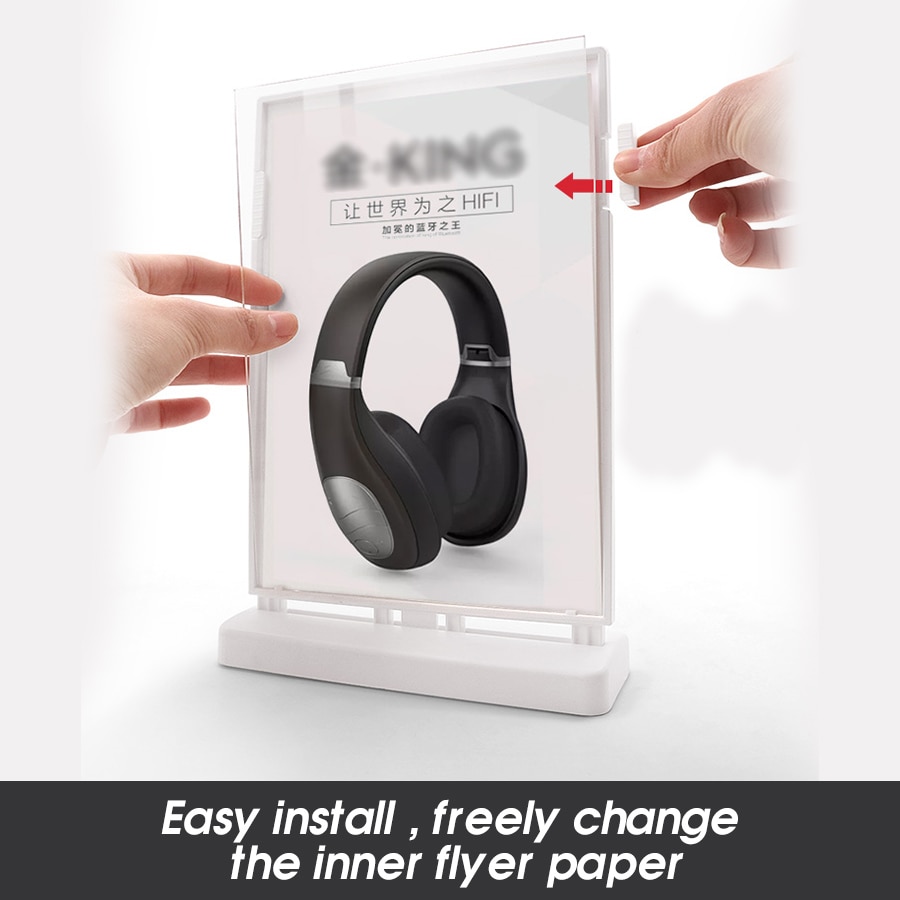 A4 T Shape Acrylic Sign Holder Display Stands Tabletop Paper Documents Menu Pictures Flyer Holder Frame