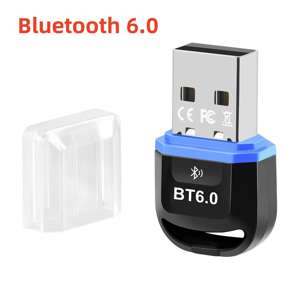 Adattatore bluetooth 6.0 trasmettitore audio wireless ricevitore dongle usb per auto cuffie altoparlante driver gratuito per windows 8.1/10/11: Nero