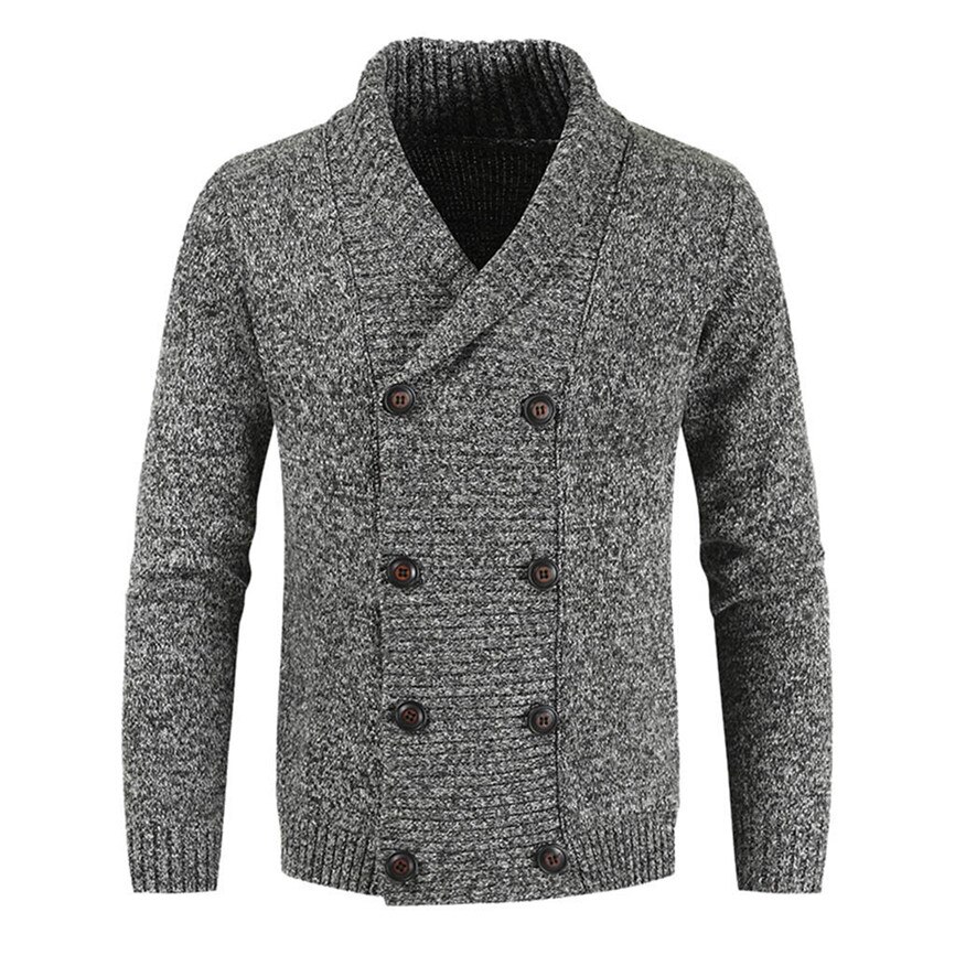 Homme décontracté tricot double boutonnage couleur unie veste Cardigan à manches longues Basical tricoté chandail manteau