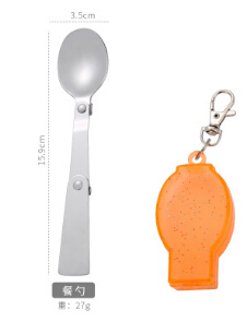 3 kleuren opvouwbare vorken outdoor camping servies keuken reizen wandelen roestvrij staal zak draagbare schep soep koffielepel: Oranje lepel