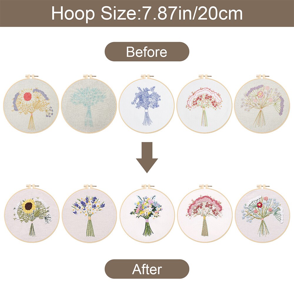 A Full Range Of Printed Embroidery Starter Kits With Patterns Instructions Adult Beginners Multicolor Manual Sewing Craft Kits