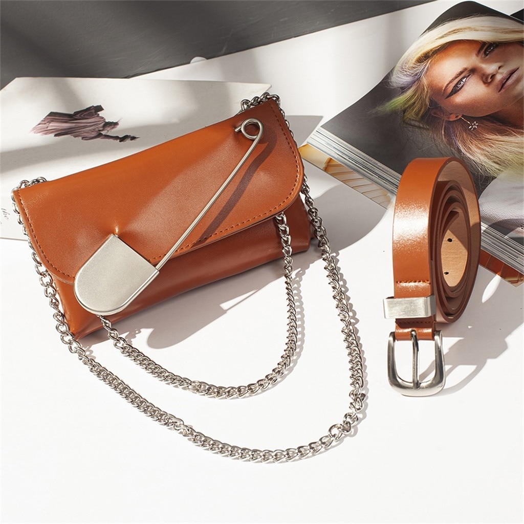 Frauen Große pin Solide Fanny Pack Damen Neue Frauen PU Leder Taille Gürtel Tasche Mini Disco Taille tasche leder Taschen