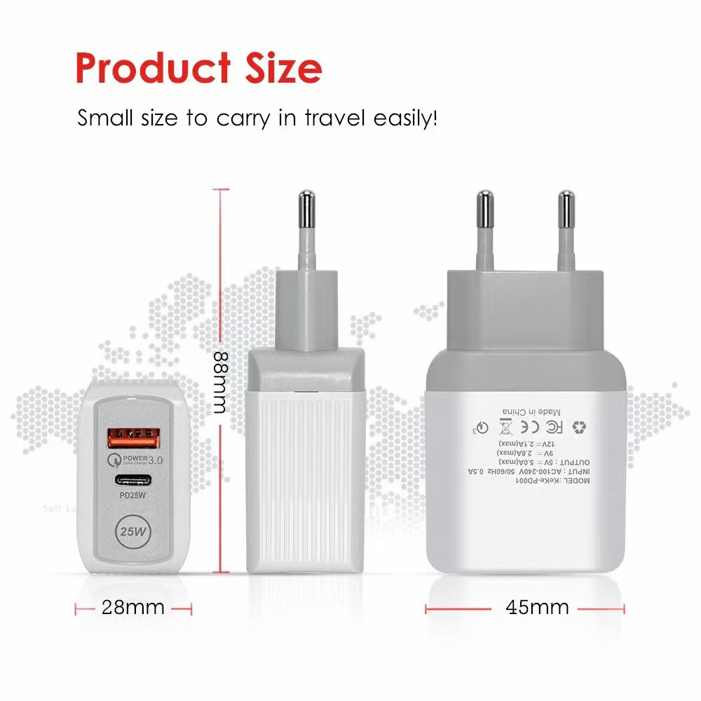 25W ładowarka do telefonu iPhone 13 Pro Max 12 11 8 plus XR X SE iPad Apple Watch iPad PD QC 3.0 typ C ładowarka ścienna do Samsung