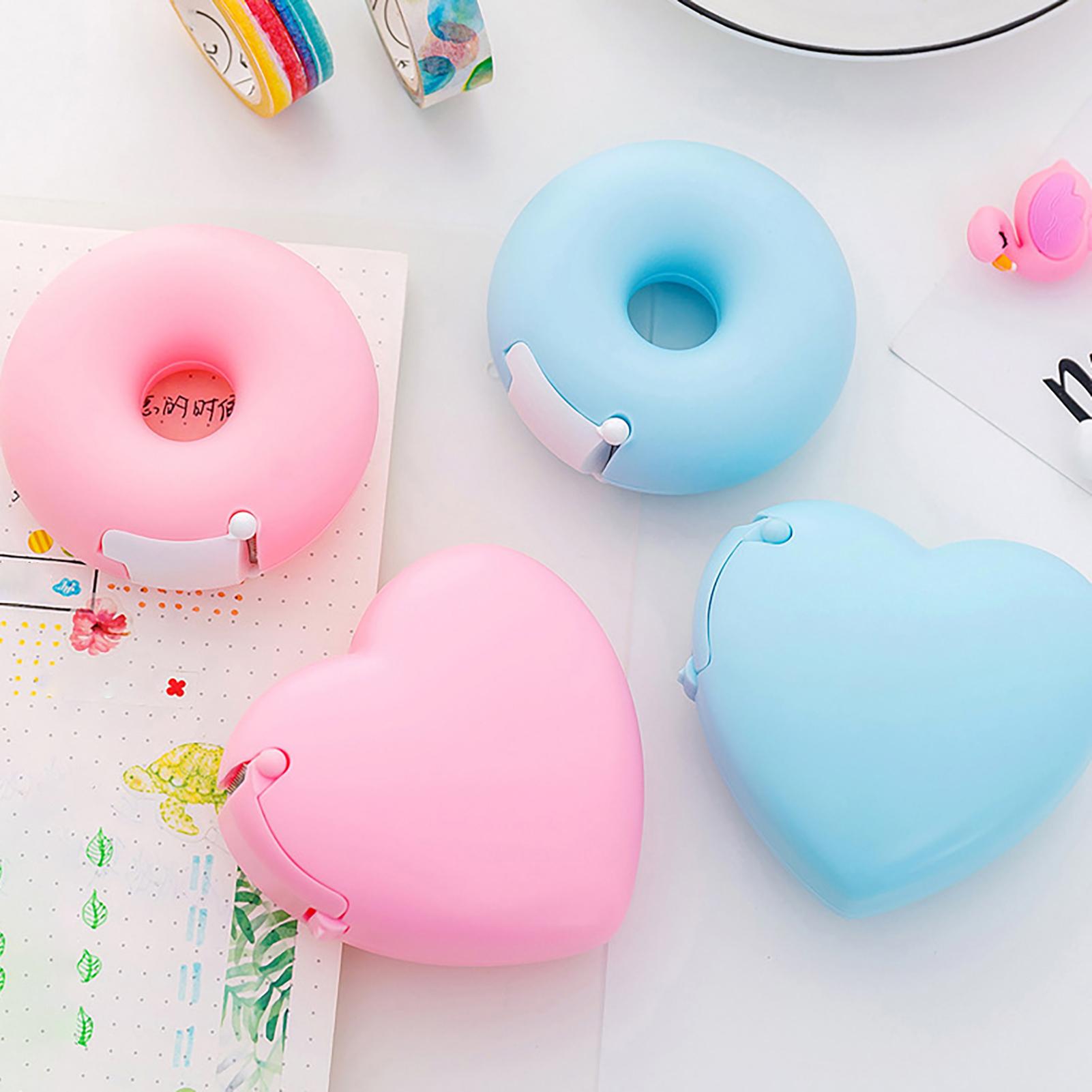 Cute Masking Tape Cutter Candy Color Pink Blue Heart Styling Washi Cutter Office Cute Clear Tapes Dispenser Washi Holders