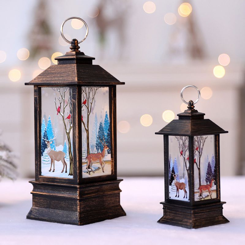 Kerst Mini Lantaarns Led Thee Kaarsen Lamp Kerst Desktop Decoraties voor Thuis Led Light Xmas Boom Kandelaar Decor