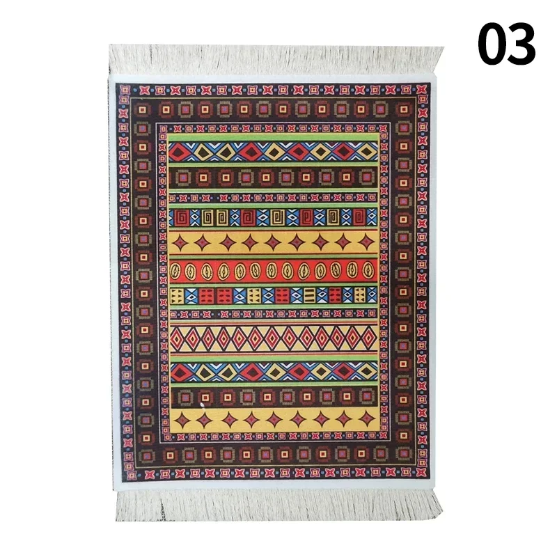 PC Mouse Pad Persian Mini Woven Rug Mat Mousepad Retro Style Carpet Pattern Cup laptop with Home Office Table Decor Craft table: Orange