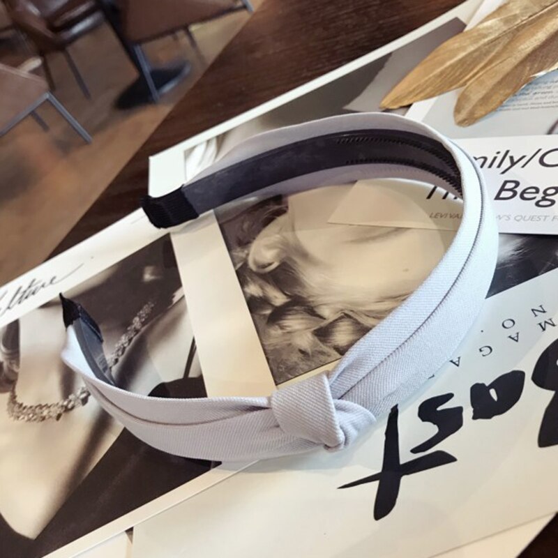 Effen Kleur Knoop Hoofdbanden Voor Vrouwen Eenvoudige Stof Meisjes Haarband Vrouwen Haaraccessoires Brede Zijde Haarband