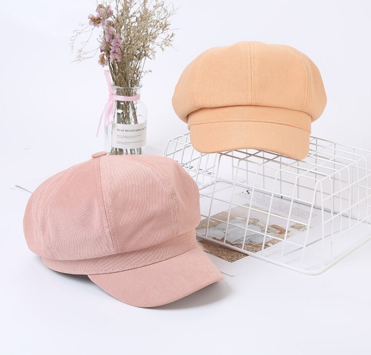 Vrouwen Hoeden Krantenverkoper Kunstenaar Beanie Hoed Vintage Effen Kleur Acht Panel Visor Cabbie Cap Achthoekige Hoeden