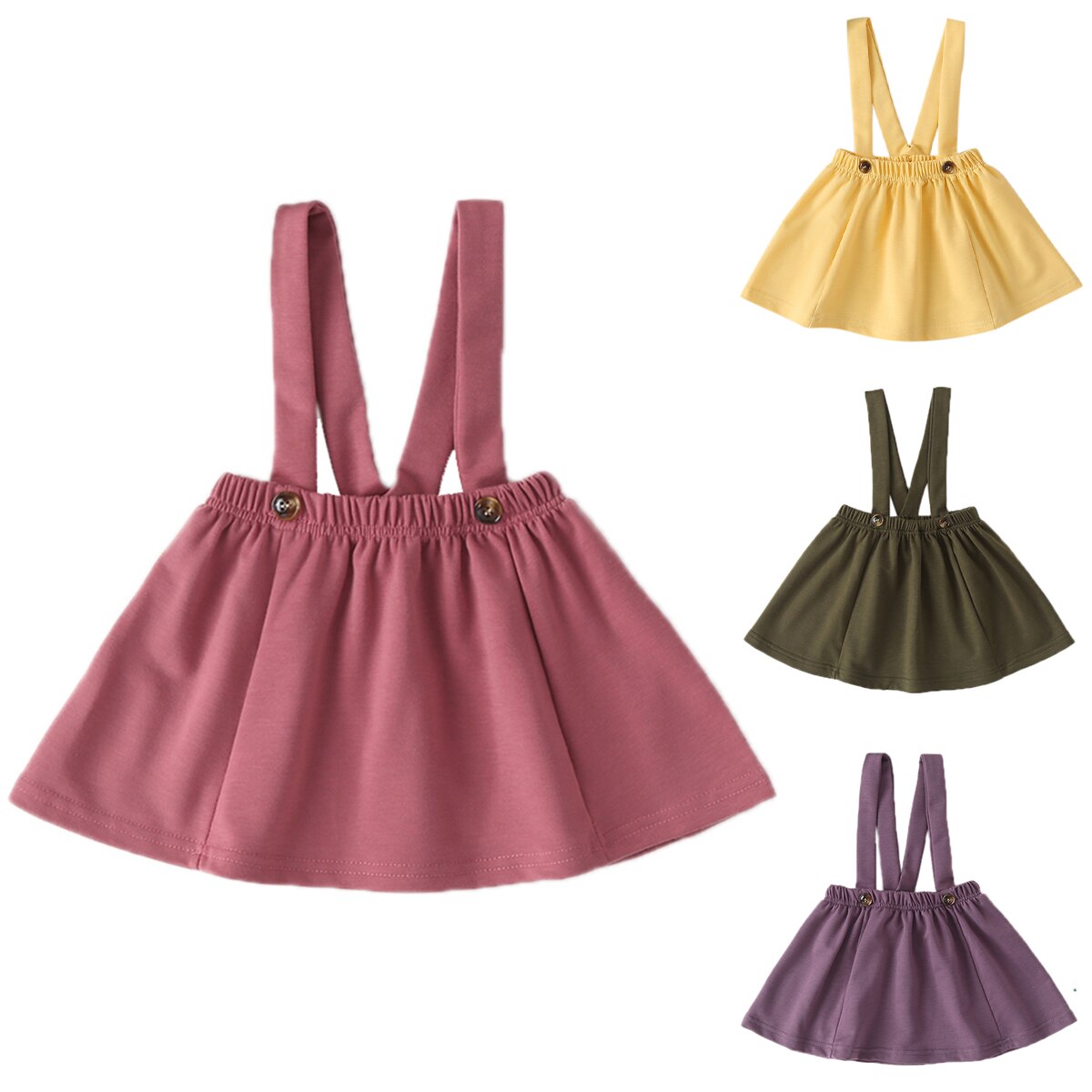 Kinderkleding voor babymeisjes, bretels, rok, overall, effen, peuter, schattig, kort jurkje, kinderoutfits