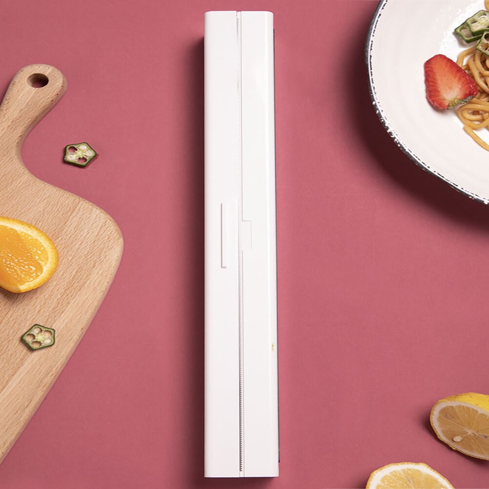 Eco Friendly White Food Wrap Dispenser 32x5x5cm Plastic Cutter Restaurant Cling Film Sealing DIY Home Kitchen