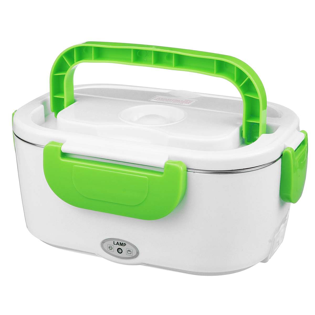 12V 110V 220V Electric Heated Lunch Box Food Warmer Container Thermostat Stainless Steel Rice Cooker Dinnerware Set For Car Home: 12V Green