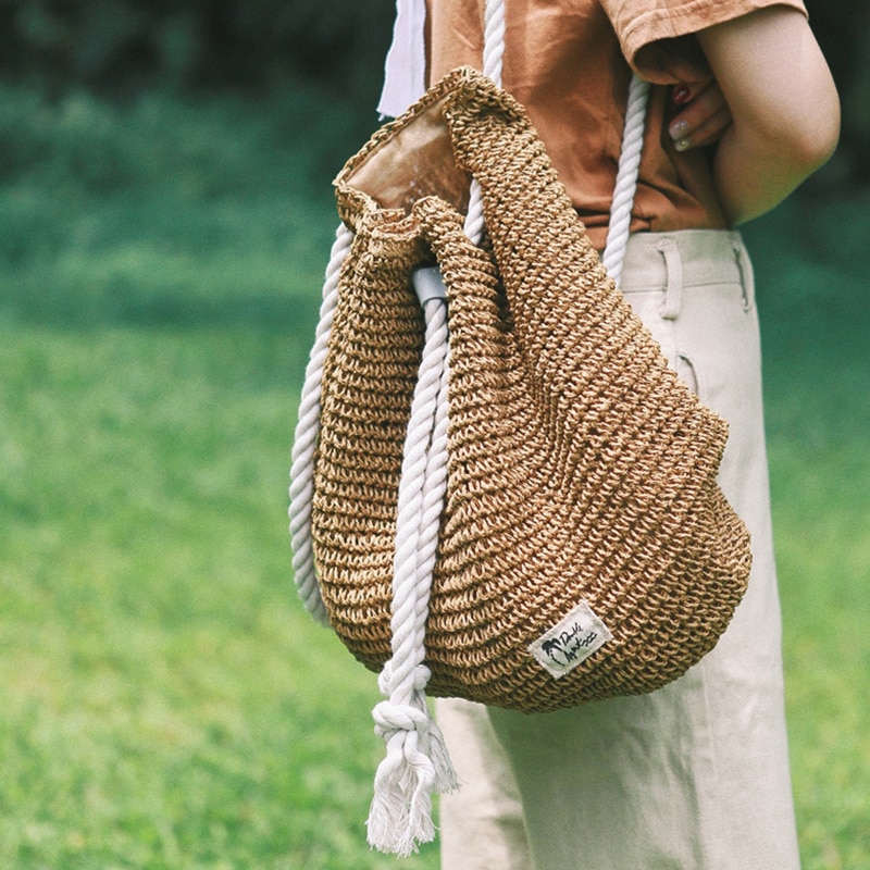 Summer Straw Bag Women Backpack Rucksack Weaved For Girls Mochila Backpack Travel Beach Straw Bags Women Shoulder Bag