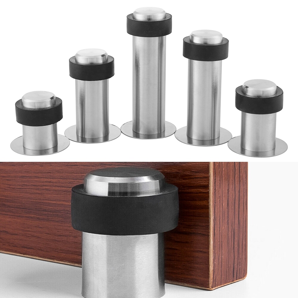 1PC Round Double Use Door Stops Anti-Collision Rubber Stopper Buffer Stainless Steel Self Adhesive Door Holder Protection