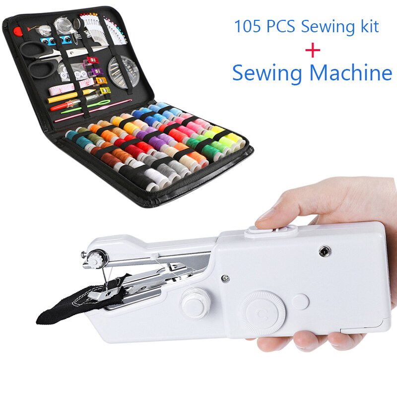 Handheld Sewing Machine Portable Mini Electric Handmake Sewing Tool Stitching Machine Handy Stitch For Fabric Clothing 1pcs: combination