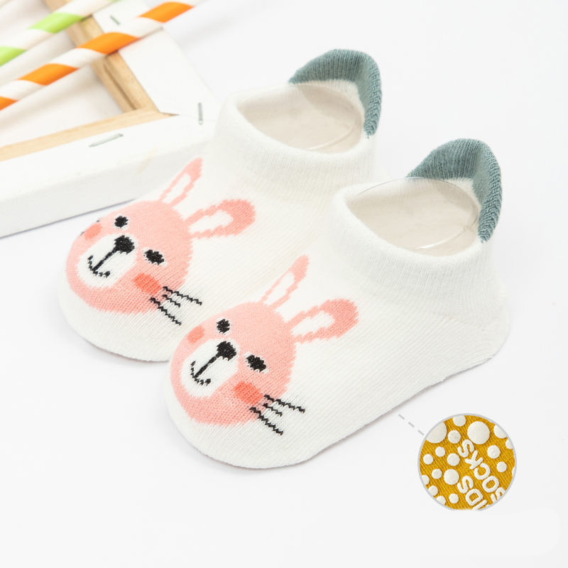 Calzini per bambini primavera simpatico cartone animato antiscivolo 7-13cm lunghezza del piede 0-3 anni per calzini da pavimento per bambina autunno estate: Bunny / 1-3Y (10-14cm)