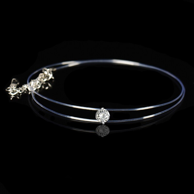 SHUANGR-collar de hilo de pescar transparente para mujer, Gargantilla con diamantes de imitación, 9 colores