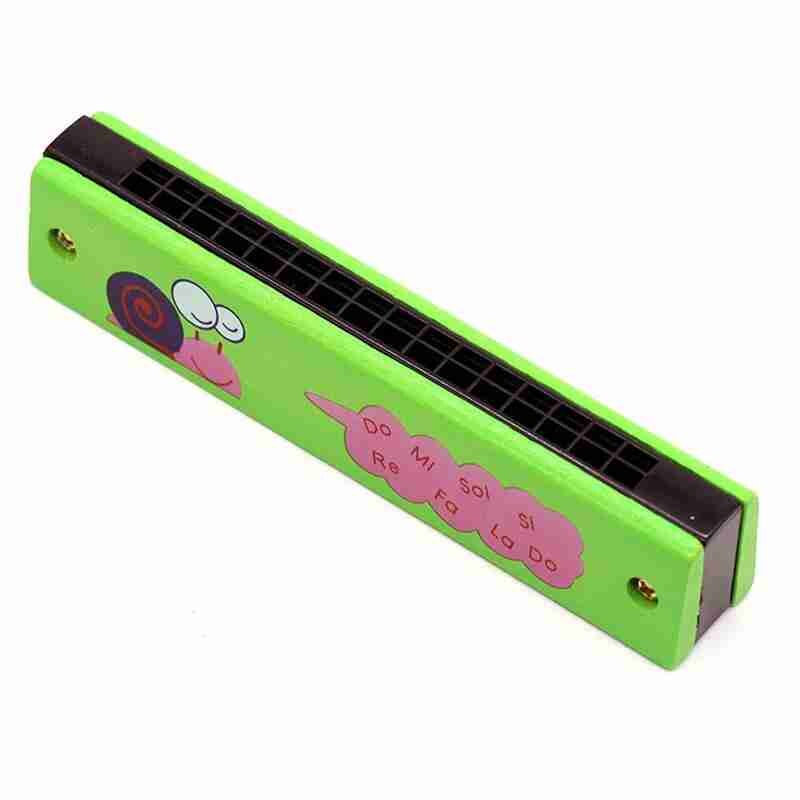 Double Row 16 Hole Harmonica Children's Wooden Painted Harmonica Musical Instrument Children's Music Educational Toys: I