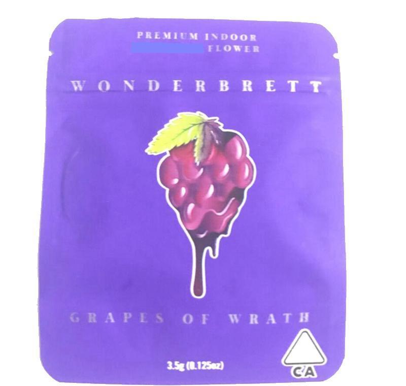 9 Types Wonderbrett Bags 3.5g Soft Touch Skin Mylar Bags Oz Kush Black Orchid Childproof Smell Proof Bags Cookies Bag For Dry He: Grapes if wrath