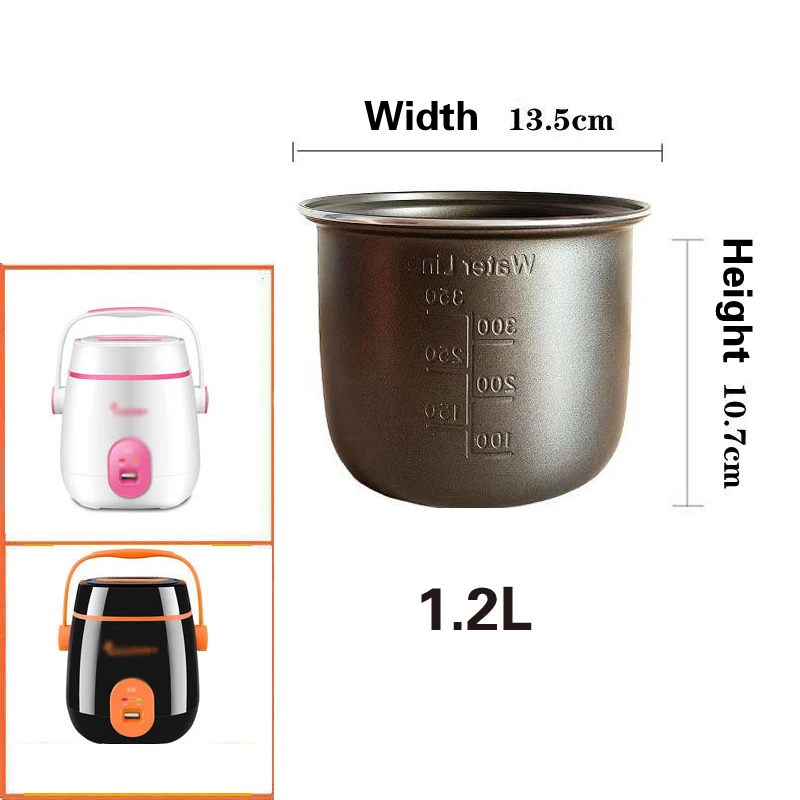 Mini olla arrocera eléctrica para el coche, revestimiento para cocinar arroz, accesorios universales, 1,2 L-4L
