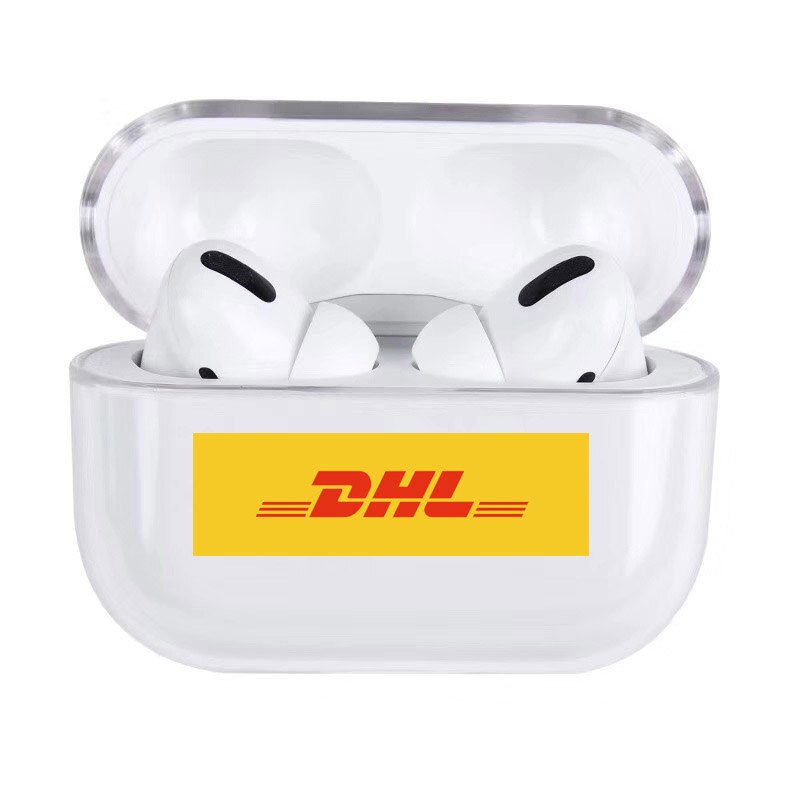 DHL Buchstaben Harte Fall Für Apple Airpods 3 Abdeckung Luxus Transparent Kopfhörer Fall Einfache Cartoon Headset Box Für airpod Pro capa