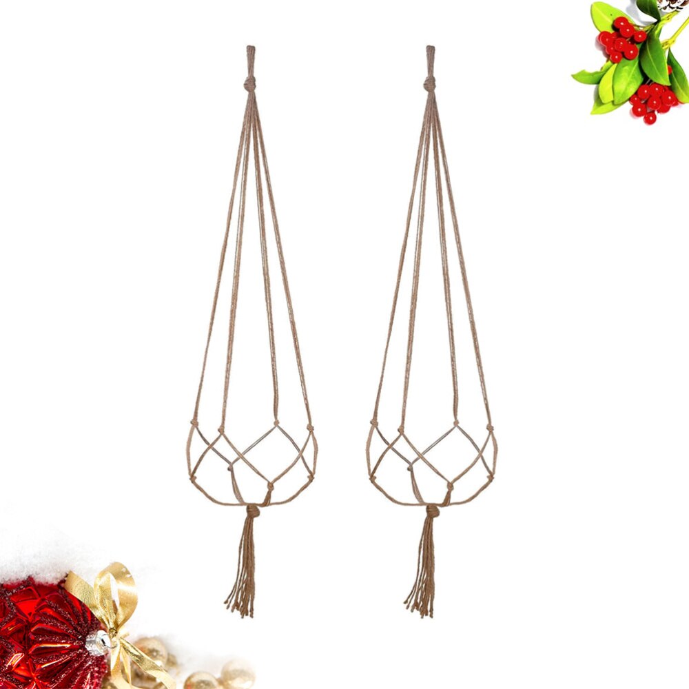 2 sztuk 1.05m Macrame juty wieszak na kwiaty kryty roślina na zewnątrz wiszący kosz robić sufitu pokładzie balkon garnków okrągłych i kwadratowych