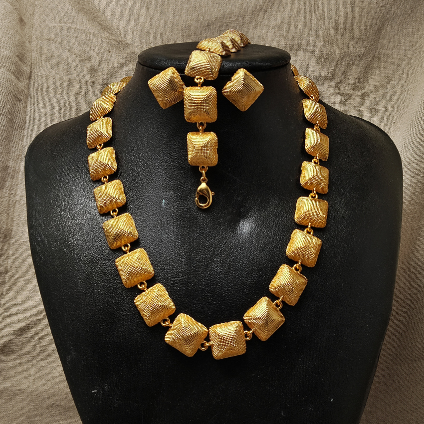 African Nigerian Ethiopian African 24k Gold Color Jewelry Sets For Women Arabic Indian Bridal Wedding Jewelry Set: Camel Color