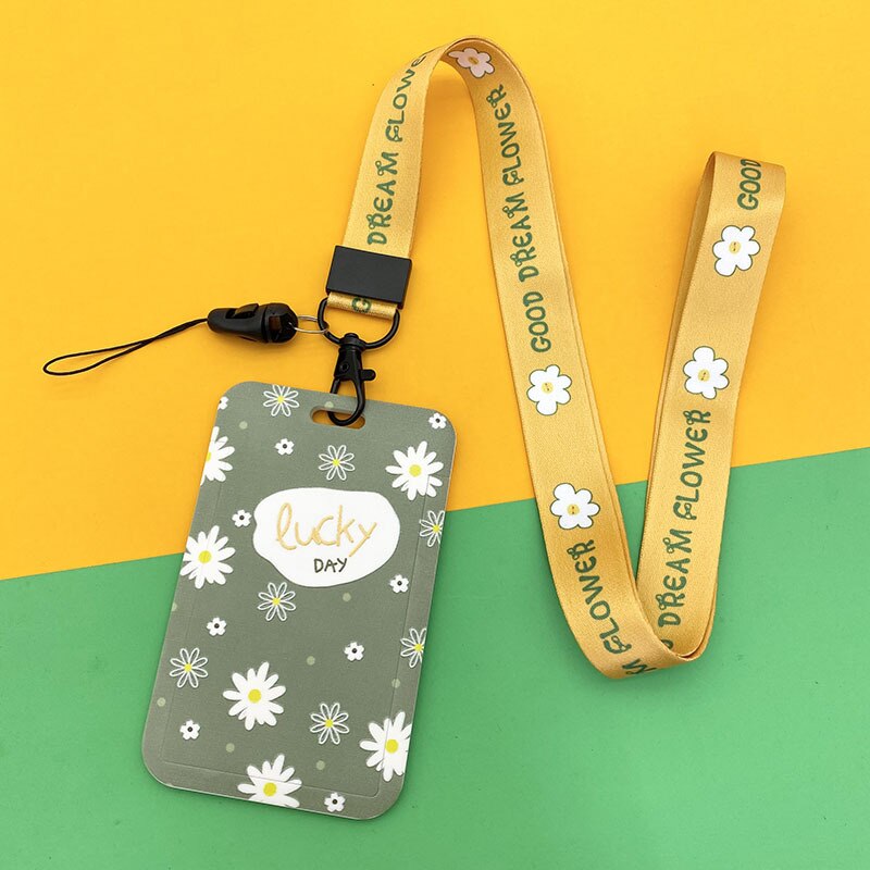 Fashion Flower Women Card Protector Cover Case Card Holder tracolla con cordino Badge Holder Work ID Card Bus ID Card Holder: B