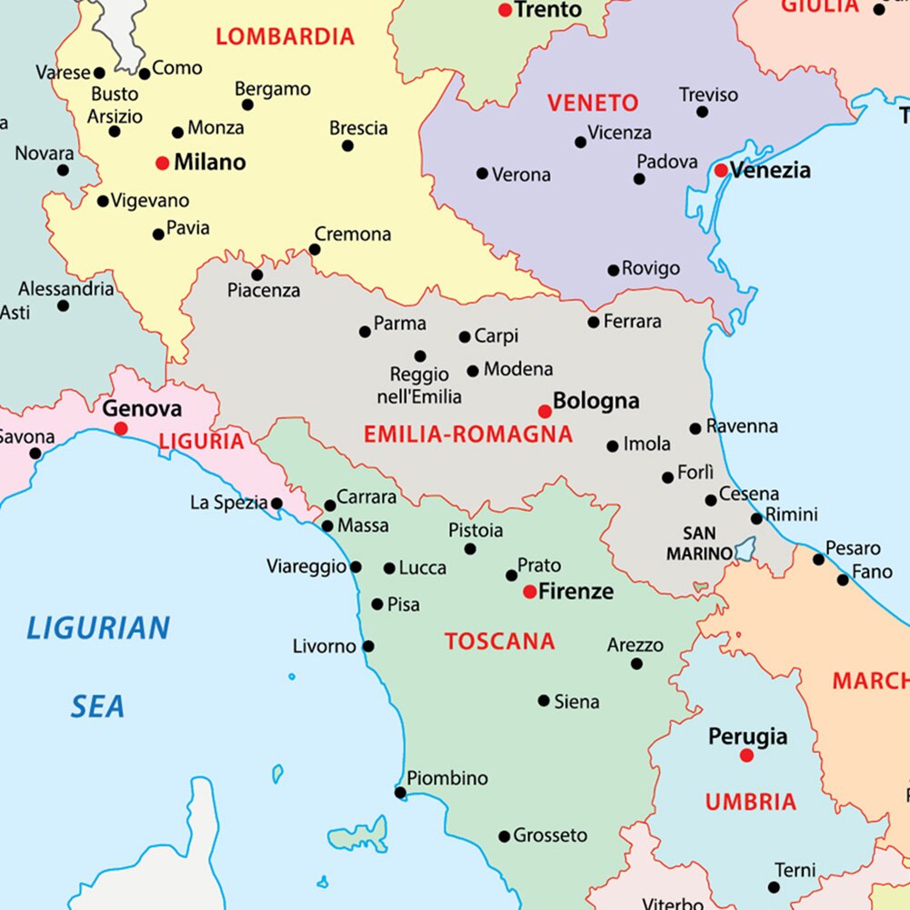 42*59cm In Italian Political Map of the Italy Wall Art Poster Canvas Painting Travel School Supplies Living Room Home Decoration