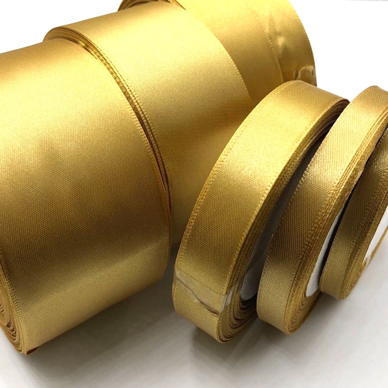 25 yards guld silke satinbånd bryllupsfest dekoration indpakning juleår beklædning syning stof bånd 104