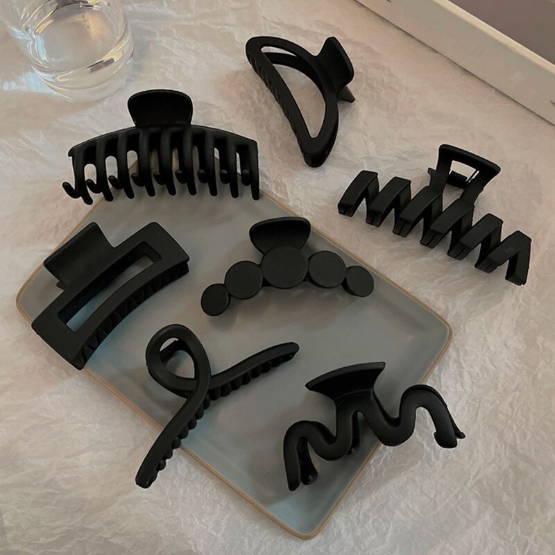 Pinzas grandes para el pelo para mujer, horquillas acrílicas esmeriladas, pasador, pinzas de cangrejo, accesorios para el cabello, color negro